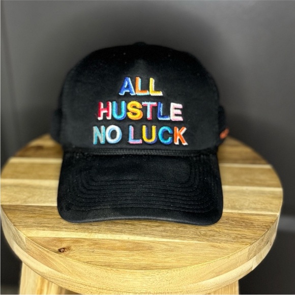 ✨✨ FIELD GRADE "ALL HUSTLE NO LUCK" Black Trucker Hat | Adjustable Snapback - Picture 6 of 9